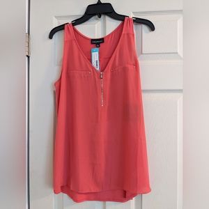 Fortune + Ivy pink sleeveless top, Size Large